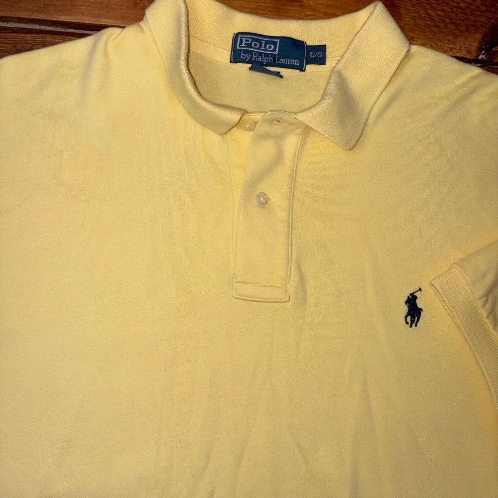 Polo Ralph Lauren Polo Shirt Mens Large Yellow Short Sleeve Pony Logo READ